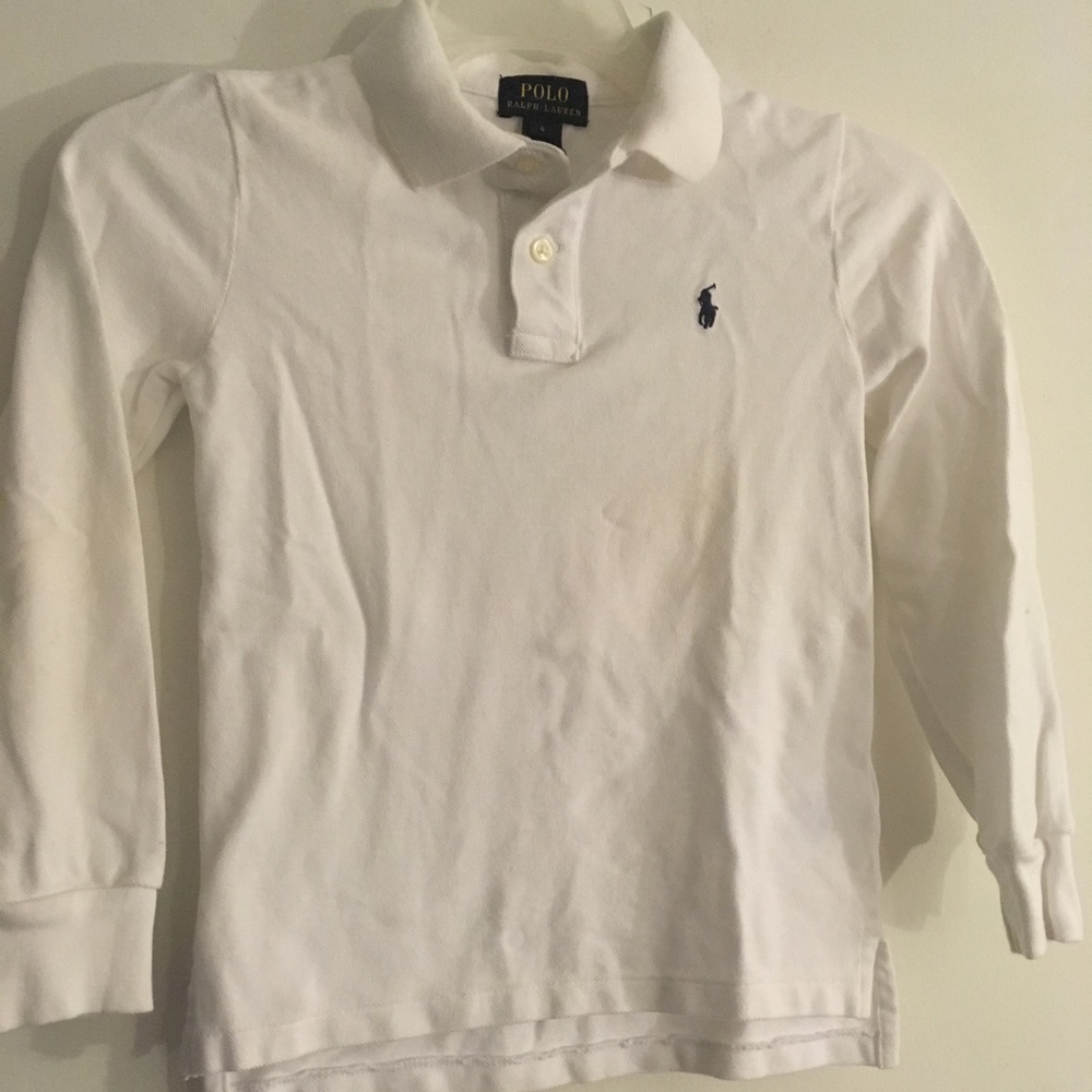 🔥Ralph Lauren Polo Longsleeve Polo Shirt WHT Boys 6